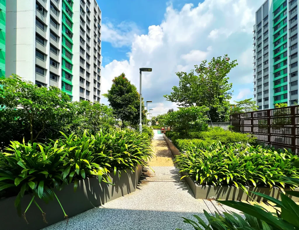 Planted sky garden walkway at Keat Hong Verge