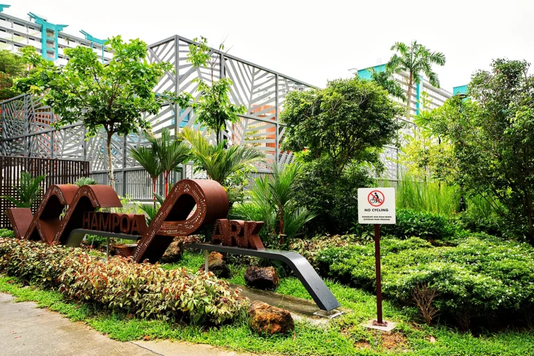 Entrance garden and signage at Whampoa Park, Kallang Whampoa